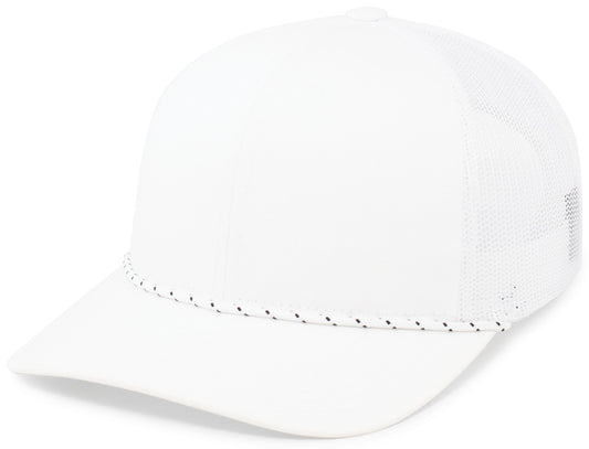 Pacific Headwear 104BR Trucker Snapback Braid Cap - White