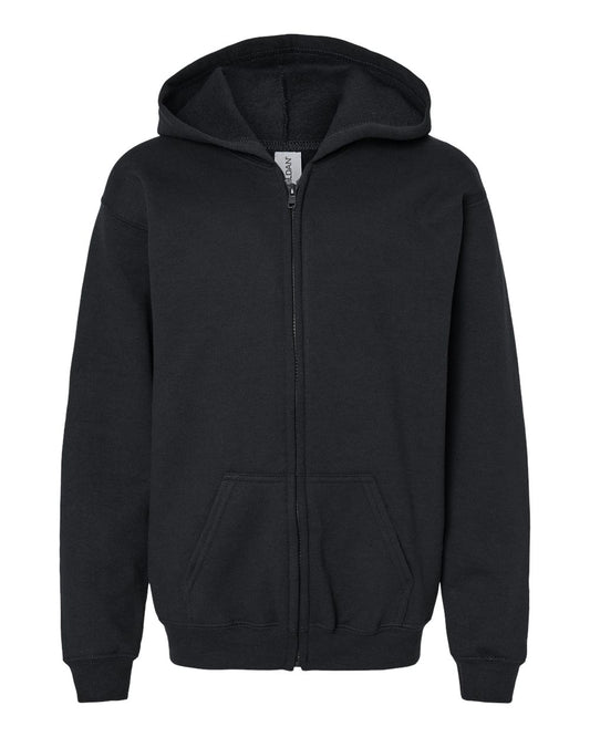 Gildan 18600B Youth Heavy Blend™ Full-Zip Hooded Sweatshirt - Black