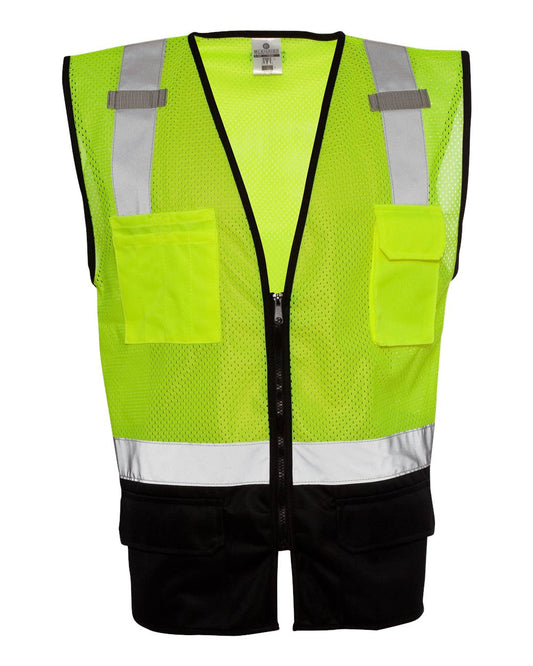 Kishigo 1509 Unisex Black Bottom Mesh Class 2 Vest - Lime