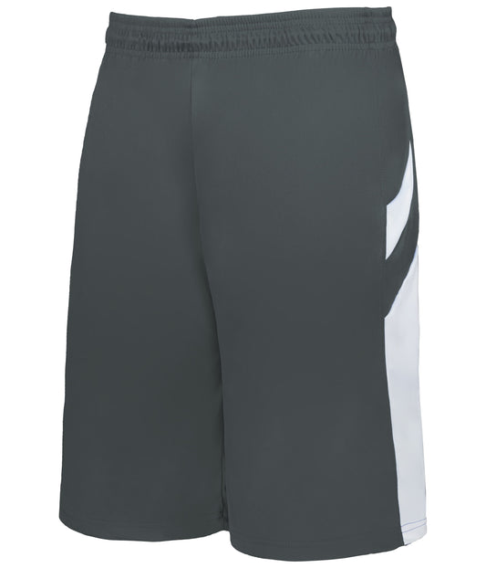 Alleson Athletic 226600B Youth B-Pivot Reversible Basketball Shorts - Graphite/White