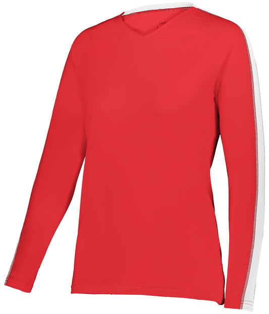 Alleson Athletic A24001 Girls Setter Series Long Sleeve Volleyball Jersey - Red/White