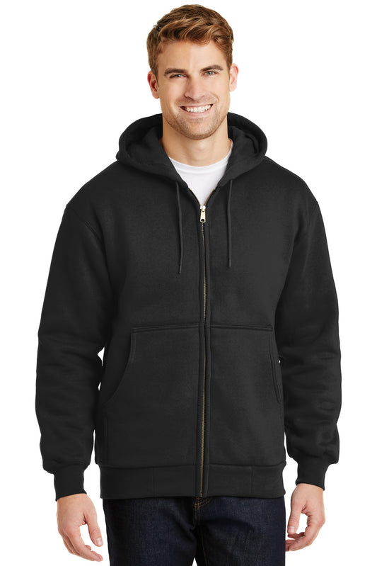 CornerStone CS620 Heavyweight Full-Zip Hooded Sweatshirt with Thermal Lining - Black