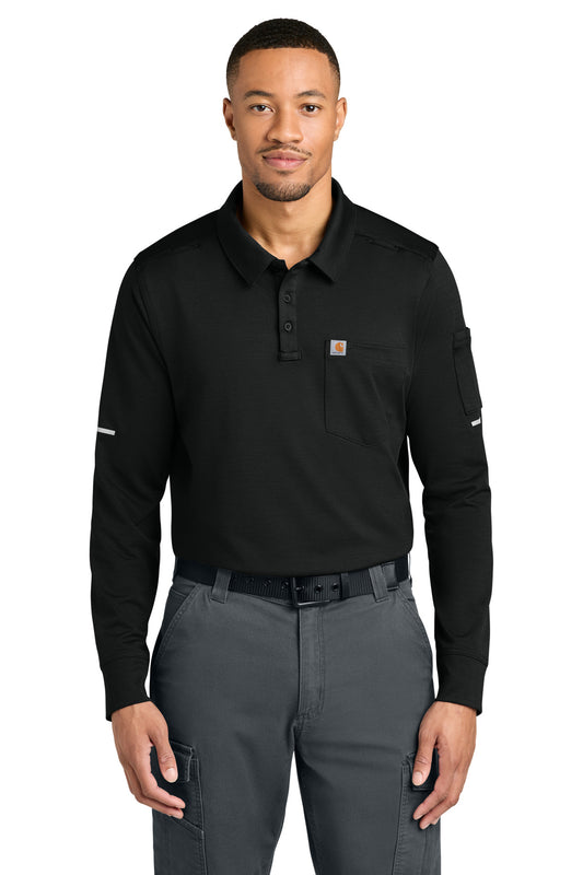 Carhartt CTC16129 FLD & RSCU Long Sleeve Polo - Black