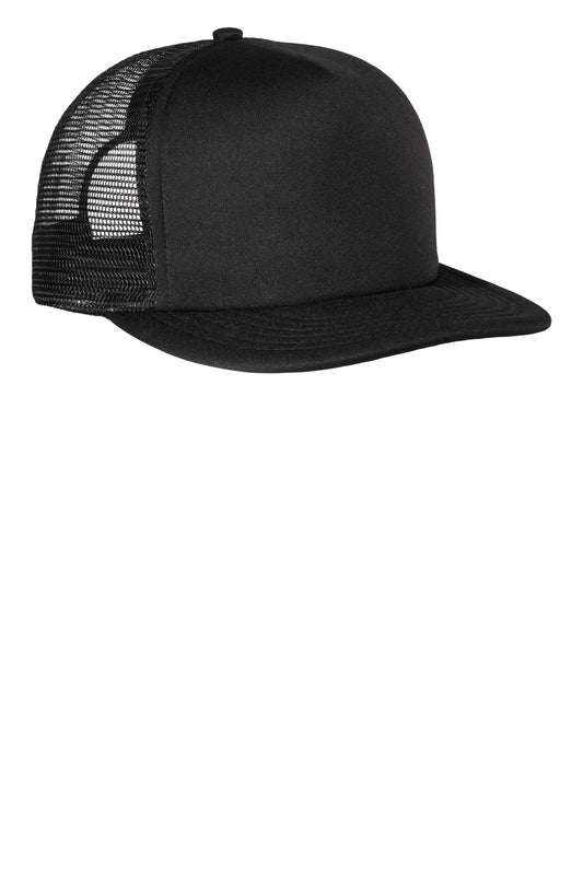District DT624 Flat Bill Snapback Trucker Cap - Black
