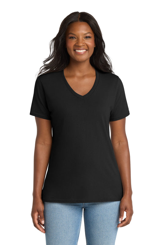 Port & Company LPC54V Ladies Core Cotton V-Neck Tee - Jet Black