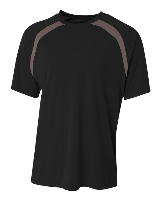 A4 N3001 Spartan Short Sleeve Color Block Crew - Black/Graphite
