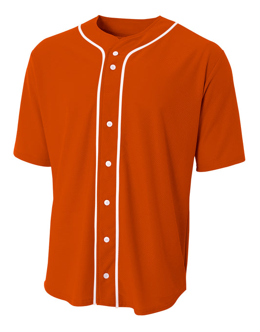 A4 NB4184 Youth Short Sleeve Full Button Baseball Jersey - Athletic Orange