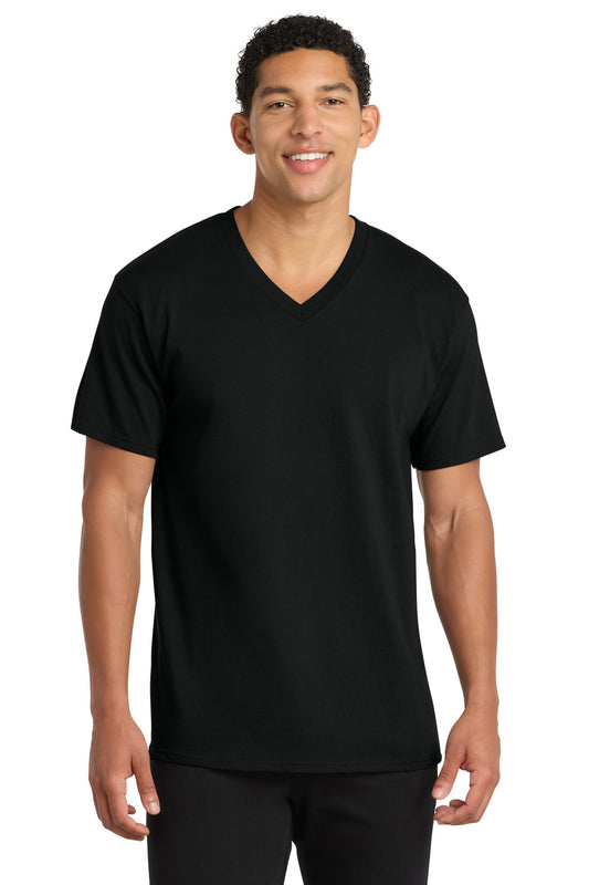 Port & Company PC54V Core Cotton V-Neck Tee - Jet Black
