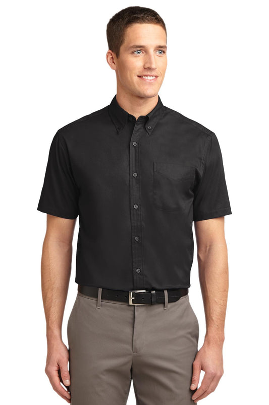 Port Authority S508 Short Sleeve Easy Care Shirt - Black/ Light Stone