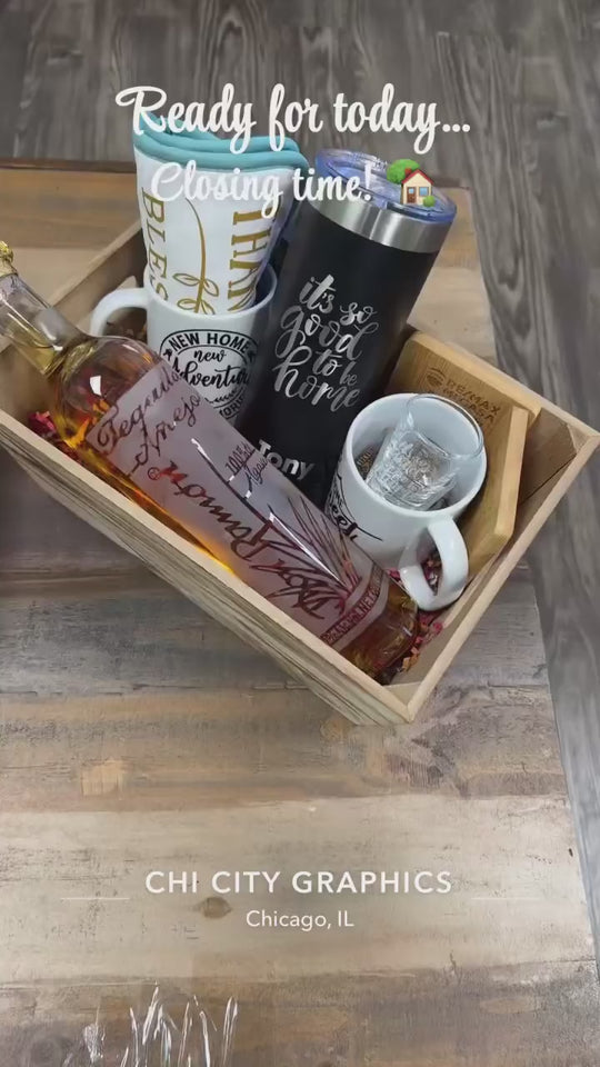 Custom engraved realtor closing gift basket